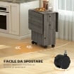 TAVOLO A RIBALTA A 6 ROTELLE CON 2 CASSETTI E ARMADIETTO AD ANTE, IN LEGNO, 120X60X76.5 CM, GRIGIO