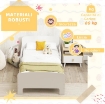 LETTO PER BAMBINI 3-8 ANNI BASSO CON SPONDE LATERALI E BORDI LISCI, IN LEGNO, 143.5X74.2X54 CM, BIANCO