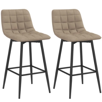 SET 2 SGABELLI DA CUCINA STILE NORDICO IN TESSUTO EFFETTO VELLUTO E METALLO 45X47X84 CM MARRONE