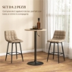 SET 2 SGABELLI DA CUCINA STILE NORDICO IN TESSUTO EFFETTO VELLUTO E METALLO 45X47X84 CM MARRONE