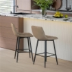SET 2 SGABELLI DA CUCINA STILE NORDICO IN TESSUTO EFFETTO VELLUTO E METALLO 45X47X84 CM MARRONE