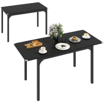 TAVOLO ALLUNGABILE 4-6 POSTI ESPANDIBILE DA 120-160 CM CON GAMBE IN ACCIAIO, NERO