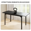 TAVOLO ALLUNGABILE 4-6 POSTI ESPANDIBILE DA 120-160 CM CON GAMBE IN ACCIAIO, NERO