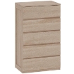 CASSETTIERA 5 CASSETTI IN LEGNO CON GUIDE IN METALLO E MANIGLIE SCANALATE, 60X39X100 CM, COLOR FAGGIO