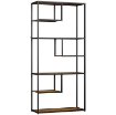 MOBILE LIBRERIA A 7 LIVELLI IN LEGNO E ACCIAIO STILE INDUSTRIALE, 83X34X180 CM, MARRONE