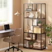 MOBILE LIBRERIA A 7 LIVELLI IN LEGNO E ACCIAIO STILE INDUSTRIALE, 83X34X180 CM, MARRONE