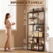 MOBILE LIBRERIA A 7 LIVELLI IN LEGNO E ACCIAIO STILE INDUSTRIALE, 83X34X180 CM, MARRONE