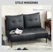 DIVANO 2 POSTI IN FINTA PELLE SENZA BRACCIOLI E TRAPUNTATO A BOTTONI, 115X73X83 CM, NERO