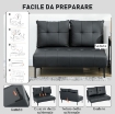 DIVANO 2 POSTI IN FINTA PELLE SENZA BRACCIOLI E TRAPUNTATO A BOTTONI, 115X73X83 CM, NERO