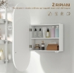 SPECCHIO BAGNO OVALE MODERNO CON ARMADIETTO E DUE RIPIANI, 45X90 CM, BIANCO