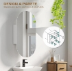 SPECCHIO BAGNO OVALE MODERNO CON ARMADIETTO E DUE RIPIANI, 45X90 CM, BIANCO