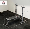 PANCA PESI PIEGHEVOLE CON 8 ALTEZZE REGOLABILI E SUPPORTO BILANCIERE IN ACCIAIO E PU, 140X73X98-122 CM, GRIGIO