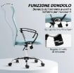 SEDIA ERGONOMICA DA UFFICIO GIREVOLE, ALTEZZA REGOLABILE E SCHIENALE A RETE, 63X65X109-119 CM, VERDE CHIARO