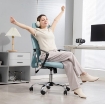 SEDIA ERGONOMICA DA UFFICIO GIREVOLE, ALTEZZA REGOLABILE E SCHIENALE A RETE, 63X65X109-119 CM, VERDE CHIARO