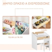 SET SCRIVANIA E SEDIA PER BAMBINI CON CASSETTO E SCAFFALE, BORDI ARROTONDATI, ETÓ 6-10 ANNI, BIANCO E LEGNO