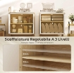 CREDENZA MODERNA A 2 ANTE CON RIPIANO REGOLABILE, 72X35X77 CM, BIANCO LUCIDO E ROVERE