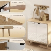 CREDENZA MODERNA A 2 ANTE CON RIPIANO REGOLABILE, 72X35X77 CM, BIANCO LUCIDO E ROVERE