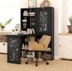 SCRIVANIA MODERNA PIEGHEVOLE CON LIBRERIA E LAVAGNA, IN LEGNO E METALLO, 98X51X153 CM, NERO