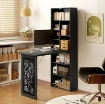 SCRIVANIA MODERNA PIEGHEVOLE CON LIBRERIA E LAVAGNA, IN LEGNO E METALLO, 98X51X153 CM, NERO
