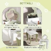 SET TOELETTA PER BAMBINA CON SPECCHIO TRUCCO E SGABELLO ABBINATO IN LEGNO, CASSETTO E CONTENITORI, BIANCO