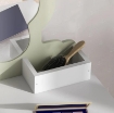 SET TOELETTA PER BAMBINA CON SPECCHIO TRUCCO E SGABELLO ABBINATO IN LEGNO, CASSETTO E CONTENITORI, BIANCO