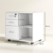 CASSETTIERA PORTADOCUMENTI DA UFFICIO CON 3 CASSETTI RUOTE SERRATURA E CHIAVI 60X40X56 CM BIANCO