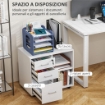 CASSETTIERA PORTADOCUMENTI DA UFFICIO CON 3 CASSETTI RUOTE SERRATURA E CHIAVI 60X40X56 CM BIANCO
