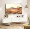 MOBILE PORTA TV FINO A 82" SOSPESO CON 3 ARMADIETTI A RIBALTA E ANTE SOFT CLOSE, BIANCO LUCIDO