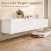 MOBILE PORTA TV FINO A 82" SOSPESO CON 3 ARMADIETTI A RIBALTA E ANTE SOFT CLOSE, BIANCO LUCIDO