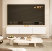 MOBILE PORTA TV FINO A 82" SOSPESO CON 3 ARMADIETTI A RIBALTA E ANTE SOFT CLOSE, BIANCO LUCIDO