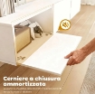 MOBILE PORTA TV FINO A 82" SOSPESO CON 3 ARMADIETTI A RIBALTA E ANTE SOFT CLOSE, BIANCO LUCIDO