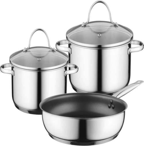 BOSCH HEZ9SE030 SET 3 PENTOLE PER PIANO A INDUZIONE E GAS 14/18/22 CM