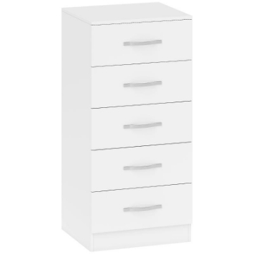 CASSETTIERA 5 CASSETTI DALLO STILE MODERNO, IN TRUCIOLATO, 40X35X85 CM, BIANCO