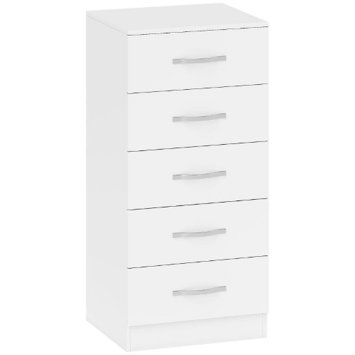 CASSETTIERA 5 CASSETTI DALLO STILE MODERNO, IN TRUCIOLATO, 40X35X85 CM, BIANCO