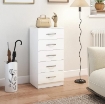 CASSETTIERA 5 CASSETTI DALLO STILE MODERNO, IN TRUCIOLATO, 40X35X85 CM, BIANCO