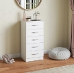CASSETTIERA 5 CASSETTI DALLO STILE MODERNO, IN TRUCIOLATO, 40X35X85 CM, BIANCO