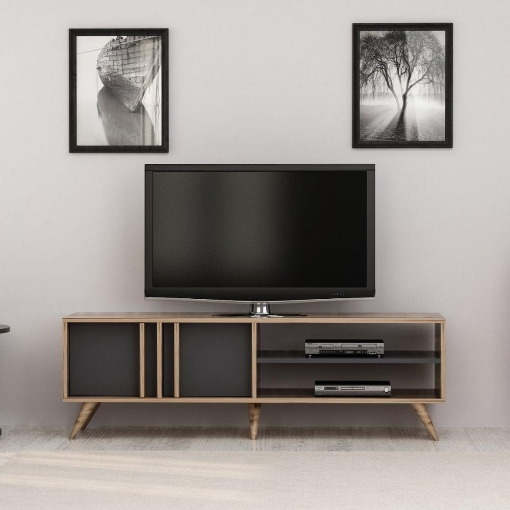 PORTA TV RILLA 150 NOCE ANTRACITE MISURE 150X35X48 H CM