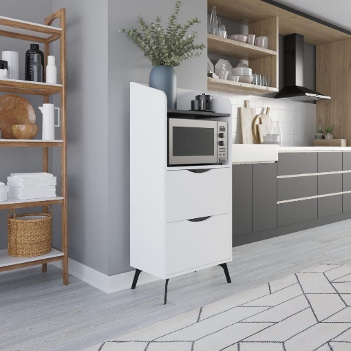 MOBILE MULTIUSO GORKI CON CASSETTI BIANCO E RIPIANO MATERIALE TRUCIOLARE SPESSORE 18 MM