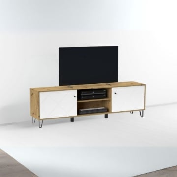 PORTA TV BOLLO 2 COLORE ROVERE E BIANCO 