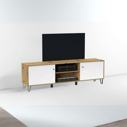 PORTA TV BOLLO 2 COLORE ROVERE E BIANCO 