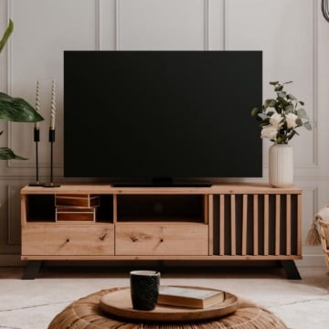PORTA TV MEDAN56A 2 CASSETTI E ANTA CON VANI A GIORNO ROVERE 