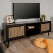 PORTA TV VIENNA56A 2 ANTE E VANO A GIORNO NERO CON FRONTALI  MISURE: 150X40X52 H CM MATERIALE TRUCIOLARE