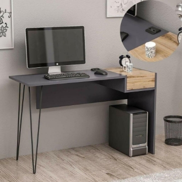 SCRIVANIA CANDY ANTRACITE NOCE PORTE USB 121X45 MATERIALE TRUCIOLARE ALTA QUALITÀ.