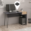 SCRIVANIA CANDY ANTRACITE NOCE PORTE USB 121X45 MATERIALE TRUCIOLARE ALTA QUALITÀ.