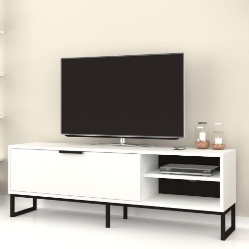 PORTA TV WAY BIANCO CON DETTAGLI GHISA 140X35X45H CM.