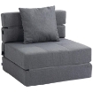POLTRONA LETTO SINGOLO DA TERRA PIEGHEVOLE CON CUSCINO INCLUSO, 70X70X61 CM, GRIGIO