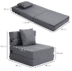 POLTRONA LETTO SINGOLO DA TERRA PIEGHEVOLE CON CUSCINO INCLUSO, 70X70X61 CM, GRIGIO
