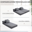 POLTRONA LETTO SINGOLO DA TERRA PIEGHEVOLE CON CUSCINO INCLUSO, 70X70X61 CM, GRIGIO