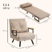 POLTRONA LETTO 3 IN 1 CON SCHIENALE RECLINABILE E CUSCINO, IN TESSUTO EFFETTO VELLUTO, 63X73X81 CM, BEIGE