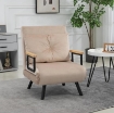POLTRONA LETTO 3 IN 1 CON SCHIENALE RECLINABILE E CUSCINO, IN TESSUTO EFFETTO VELLUTO, 63X73X81 CM, BEIGE